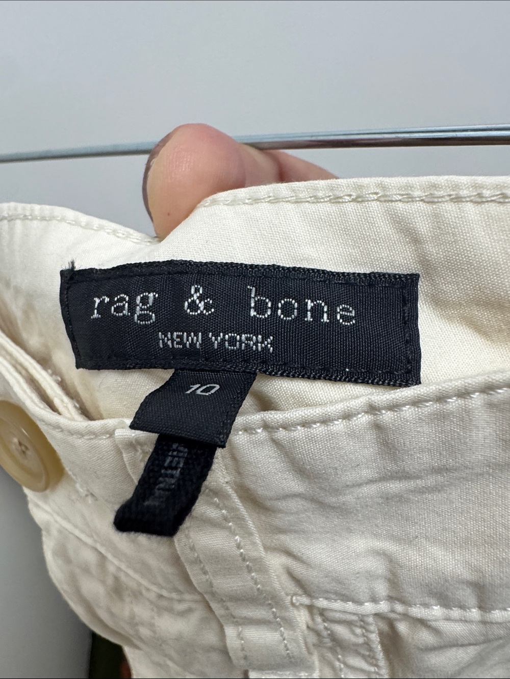 Charlie Cotton Barrel Leg Pants In Cream Rag & Bone Size 10 Trendy Summer Staple - Picture 7 of 9
